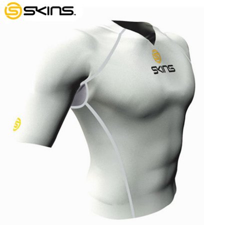  SKINS スキンズ SPORTショートスリーブトップ ホワイト・グレー XS