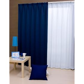 1���Ռ��J�[�e�� �v�����e�B 2���g �S36�F �l�C�r�[ �i���j200cm�~�i��j90cm