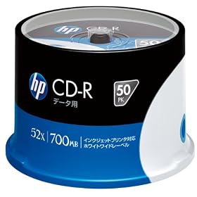 HP �f�[�^�pCD-R 700MB 52�{���Ή� �z���C�g���C�h�v�����^�u�� 50���X�s���h�� CDR80HPWBX50SA