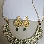 Traditional metal green necklace with earring