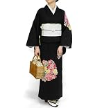  きものやさん　ろうけつ染め　着物風浴衣　手染め花輪【送料無料】
