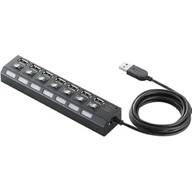 ELECOM USB2.0HUB �ʃX�C�b�`�t �Z���t�p���[ 7�|�[�g 2m �u���b�N U2H-TZS720SBK
