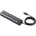ELECOM USB2.0HUB �ʃX�C�b�`�t �Z���t�p���[ 7�|�[�g 2m �u���b�N U2H-TZS720SBK