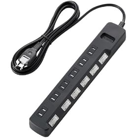 ELECOM ���K�[�h�^�b�v �ʃX�C�b�` �z�R���V���b�^�[�t 6�� 2.5m BK T-K04-2625BK