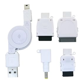 PLANEX MiniUSB/Dock/FOMA/SoftBank/CDMA(au)/PSP�p����莮�[�d�P�[�u�� �z���C�g BN-MUS4CW