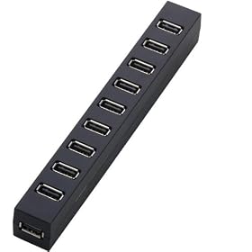 ELECOM USBHUB2.0 Z�V���[�Y �Z���t�p���[ 10�|�[�g �u���b�N U2H-Z10SBK
