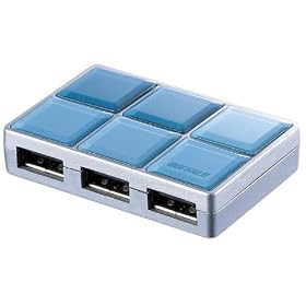 iBUFFALO USB2.0Hub �Z���t/�o�X�p���[ 4�|�[�g �R���p�N�g�L�[�f�U�C�� �u���[ BHB4U2A11BLA