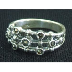 【クリックで詳細表示】(アジア雑貨 ビンゴ) タイ銀職人 マーカサイト・リング HMR-10 [インポート]