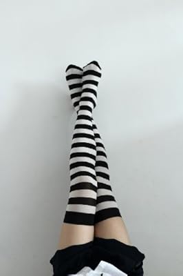 コスプレ道具 黒執事 アリス アロイス・シエル Stockingストッキング/靴下 コスチューム 白・黒ストライプ