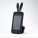 ふさふさ尻尾が可愛いうさぎ！！ iPhone4 rabito ラビットラバーケース (ブラック)