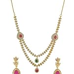 Multi Brass White Gold American Diamond Fashion Necklace