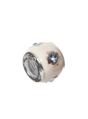 Bacio Abalorio de Plata de Ley 925 Confetti Blanco Con Flor