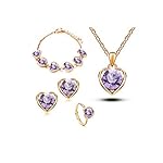 Purple Austrian Crystals Infused Fashion Jewellery Set for Women and Girls