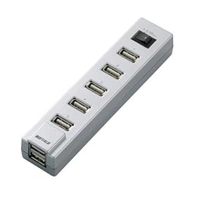 iBUFFALO USB2.0Hub �Z���t&�o�X�p���[ 7�|�[�g �W���X�C�b�`�t �V���o�[ BSH7A02SV