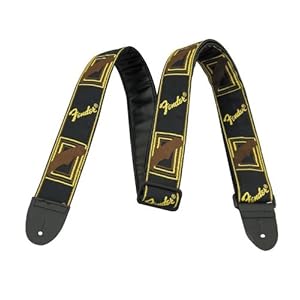 【クリックで詳細表示】Fender USA ( フェンダー ) 2＂Monogrammed Straps (Black/Yellow/Brown)