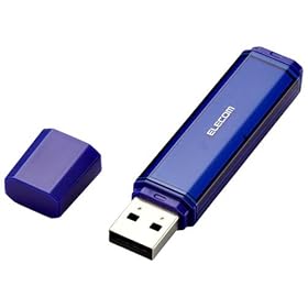ELECOM  �p�X���[�h�����F�؋@�\�tUSB�t���b�V�������� 4GB(�u���[) MF-NU204GBU