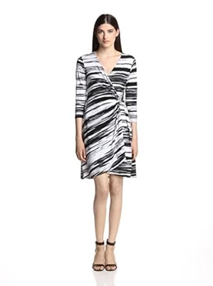 Calvin Klein Women's Print Drape Dress with Hardware (Black/White)