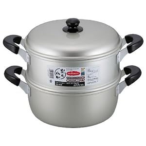 【クリックで詳細表示】楽々小町 アルマイト加工二段蒸し器 26cm RR-4068