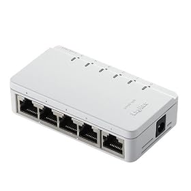 Logitec 100BASE�Ή��X�C�b�`���O�n�u(5�|�[�g) �z���C�g LAN-SW05BWH