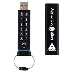 【クリックで詳細表示】Apricorn USBメモリー Aegis Secure Key 256bit AES暗号化 4GB ASK-256-4GB