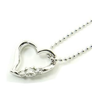 【クリックで詳細表示】[シアーズ] Sears 4月誕生石ダイヤ×天然ダイヤ ラブハートネックレス シルバー925(プラチナコーティング) ケース無料 保証カード付き E1491-04