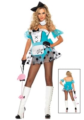 2012新作【Leg Avenue レッグアベニュー】 5PC-不良少女アリスコスチューム LEG-83976White/Teal Blue-S