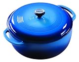  Lodge Enameled Cast-Iron 6-Quart Dutch Oven, Caribbean Blue