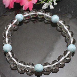 【クリックでお店のこの商品のページへ】ラリマー(5石)×水晶 コンビブレス