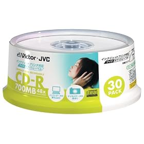 【クリックで詳細表示】Vctor CD-R 48倍速 ワイドホワイトプリンタブル 30枚 [CD-R80SPF30]