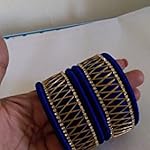 Blue Fabric Rhinestone Traditional Bangle Set of 6