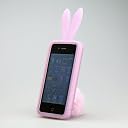 ふさふさ尻尾が可愛いうさぎ！！ iPhone4 rabito ラビットラバーケース (クリアピンク)