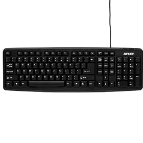 iBUFFALO �t���L�[�{�[�h USB�ڑ� �p��z�� 107�L�[ �u���b�N BSKBU02ENBK