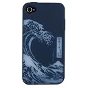 iPhone4用和彩美(WASABI)柔装飾カバー透し津波<藍> IP4SC24