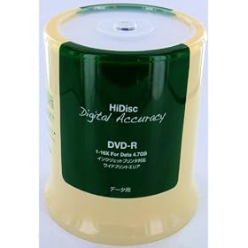 ���C������ HIDISC Digital Accuracy �f�[�^�p 16�{���Ή� DVD-R ���C�h�G���A�v�����^�u�� �X�s���h���P�[�X 100���p�b�N HD DVR47DA16X100P