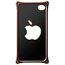 ABEE iPhone4/4S対応 アルミジャケット かわいい裏面りんご形状モデル ブラウン MA-4J05-BR