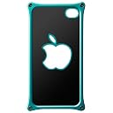 ABEE iPhone4/4S対応 アルミジャケット かわいい裏面りんご形状モデル アクアブルー MA-4J05-AQ