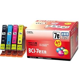 OHM �C���N�J�[�g���b�W BCI-7e �݊� �C���N�Z�b�g 4P �L���m���p INK-C7E-4P