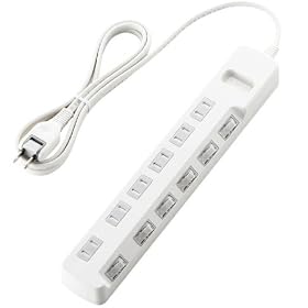 ELECOM �ȃG�l�^�b�v �ʃX�C�b�` �z�R���V���b�^�[�t 6�� 2m WH T-E04-2620WH
