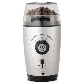 �n�~���g���r�[�` �R�[�q�[ �O���C���_�[ Hamilton Beach 80365 Custom Grind Hands-Free Coffee Grinder, Platinum
