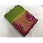 Green with Pink Tassar Silk Saree With Contrast blouse