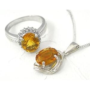 【クリックでお店のこの商品のページへ】大玉シトリン リング＆ペンダントセット I-9316・リング9号