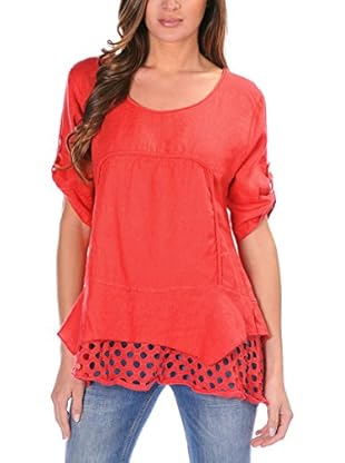 100% Lino Bleu Marine Tunika Harry