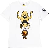 【サイズ：レディースS】A BATHING APE(エイプ) MILO(マイロ) ×全日本プロレス レディース版NFS限定08AW 15周年記念BAPESTAプロレスT【白】【新品】