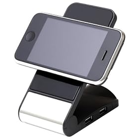 GROOVY iPhone��g�ы@��̂���y�X�^���h�EUSB4�|�[�g�n�u���� �u���b�N iPON 4HUB