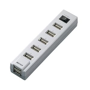 【クリックで詳細表示】iBUFFALO USB2.0Hub バスパワー 7ポート 電源集中スイッチ付 シルバー BSH7U02SV