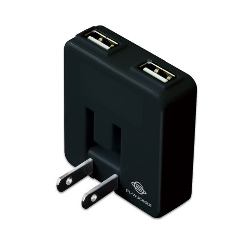 PLANEX 2�|�[�g�}�������[�d iPod, iPhone, PSP, DS, DSLite, DSi �Ή�USB���o�C���[�d AC�A�_�v�^ (�C�O�Ή�) �u���b�N PL-WUCHG01-B �v���l�b�N�X (5���̊��z) 770