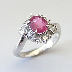 Pt900 �v���`�i ���r�[ �����O 1.06ct