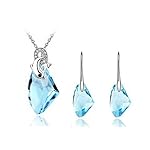 Blue Dolphin Design Earrings with Pendant Necklace Jewellery Set
