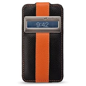 iPhone 4GS Lather Case�@Black��Orenge
