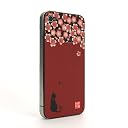 SP337:iPhone4S/4用デコレーションシール「ふるる　彩（いろどり）装飾シート」 梅と影猫」